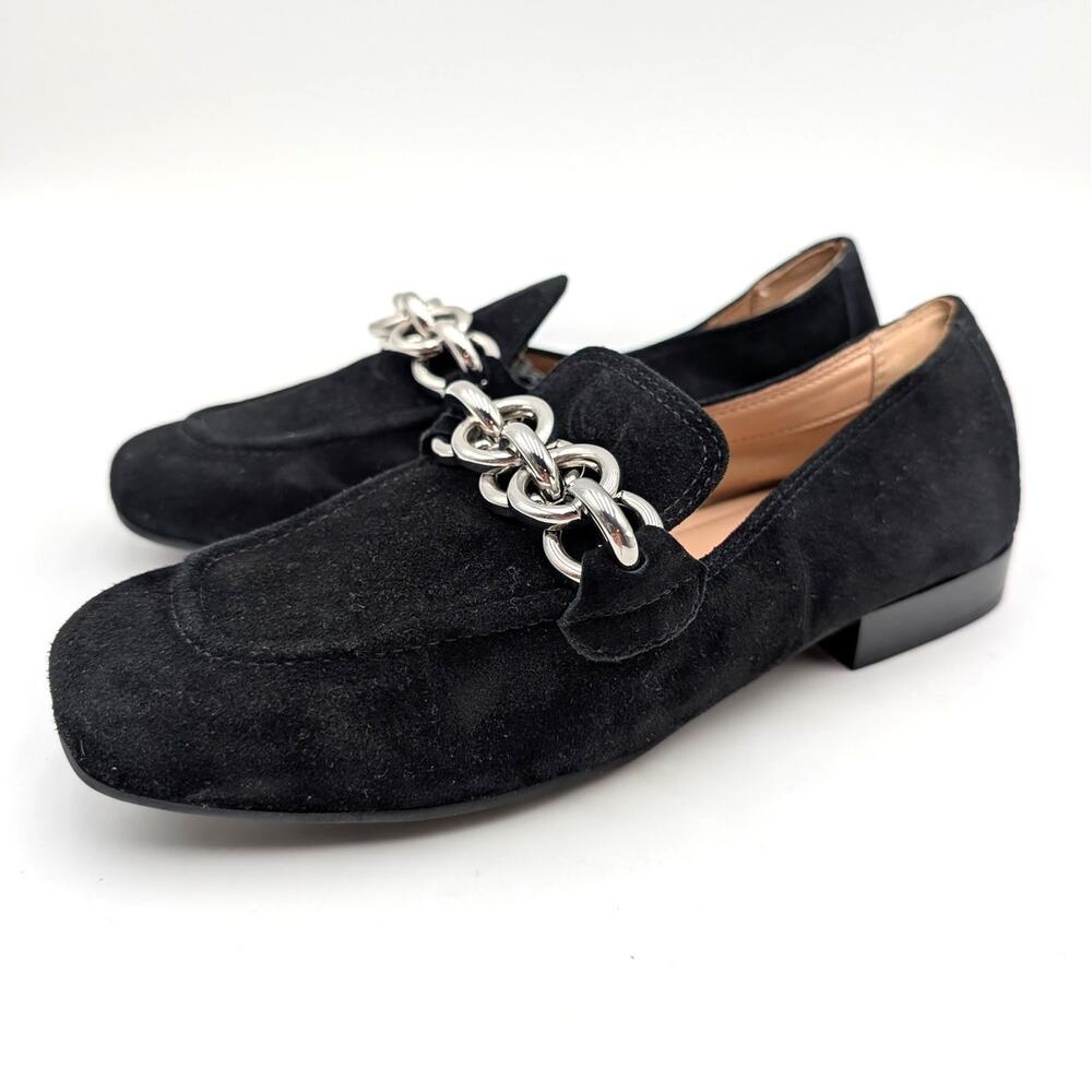 Donald Pliner Balinda Loafers Shoes Square Toe Women's Black Size US6M EU36.5